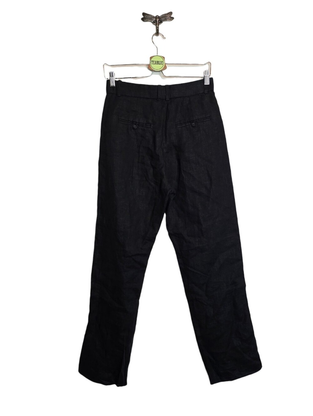A&F The A&F Linen Collection 100% Linen Pleated Pants Black Size 27 - Picture 2 of 13
